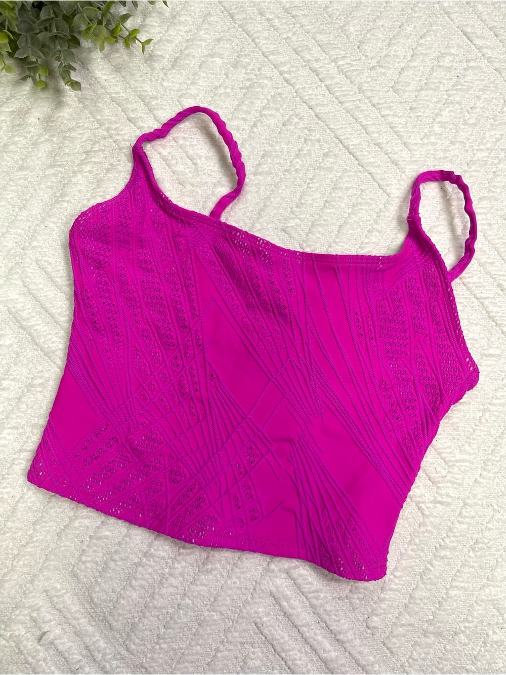Onzie Dark Pink Swim Crop Top Textured Overlay Size M/L